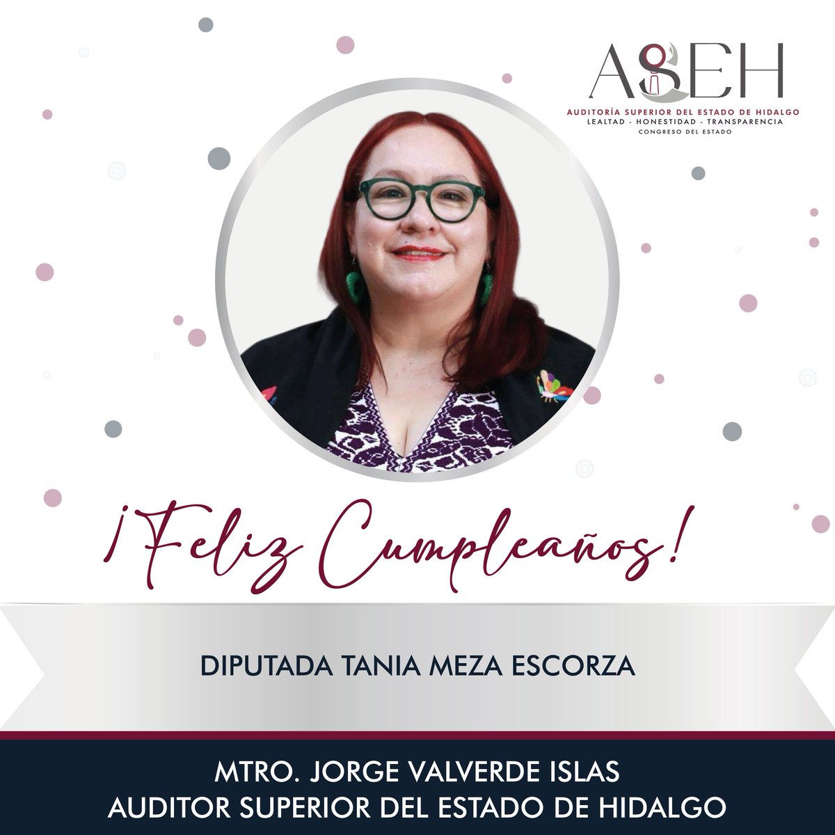 ASEH_Hgo's tweet image. Feliz cumpleaños, Diputada @taniameza_. Gracias por su lucha incansable por los derechos humanos, la igualdad y la justicia social. Que este nuevo ciclo le traiga más fuerza para seguir transformando Hidalgo.
Mtro. @jorvalverdeASEH
Auditor Superior del Estado de Hidalgo