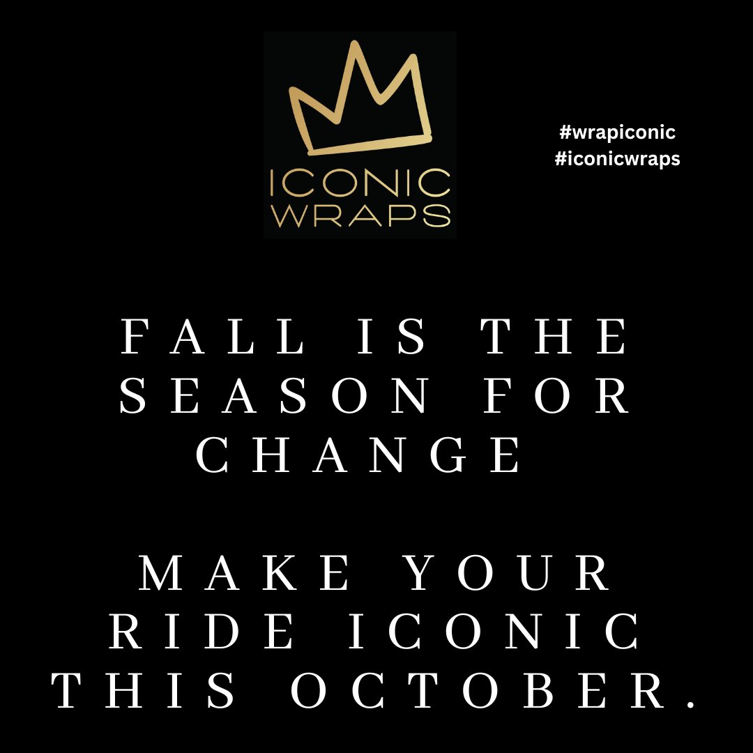 wrapiconic's tweet image. October is here, and there’s no better time to transform your vehicle. Whether it’s a bold new color, a fresh company logo, or a full rebrand, Iconic Wraps brings your vision to life. Let the season of change inspire your next wrap!

#iconicwrap #wrapiconic #driveyourbrand