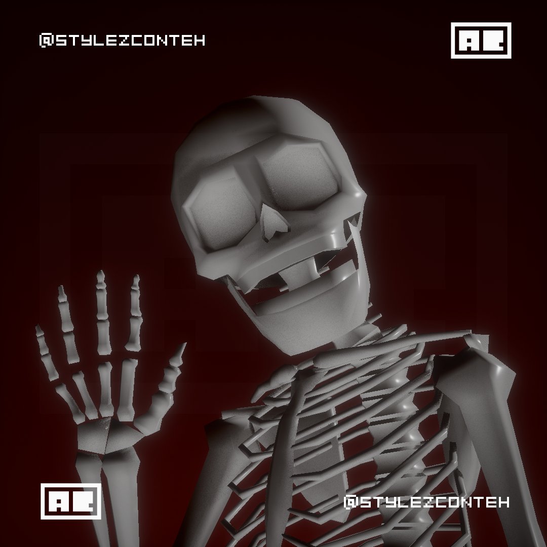 StyleZConteh's tweet image. Trying to do a model and/or rig a day so I can get better, we&apos;ll see how that goes. Day 1. The highest poly rig I&apos;ve ever made.

#lowpoly #lowpoly3d #blender #blender3d #b3d #skeleton #blendtober