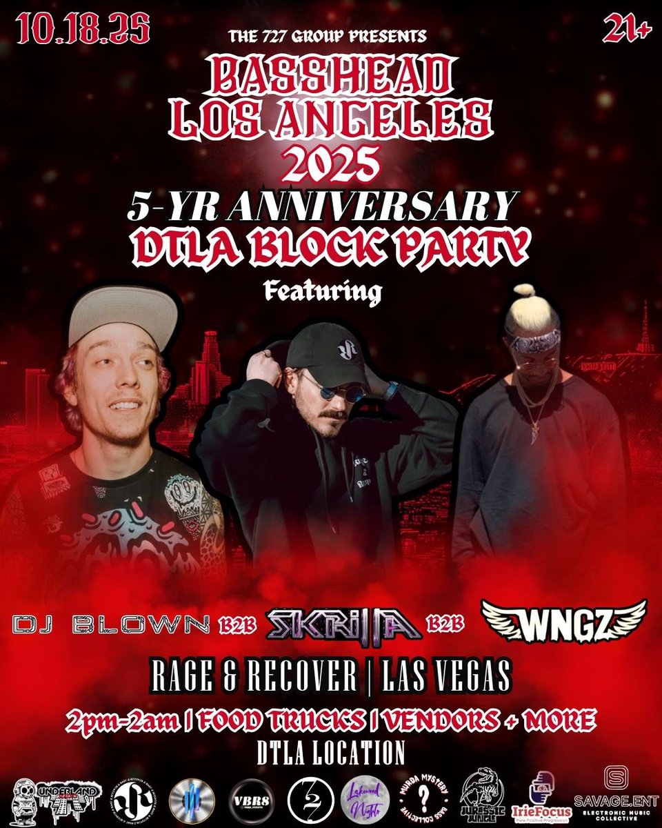 Rage_RecoverEnt's tweet photo. 5th Year Anniversary Bass Head LA 2025!!! https://t.co/CfTtPUj8LO