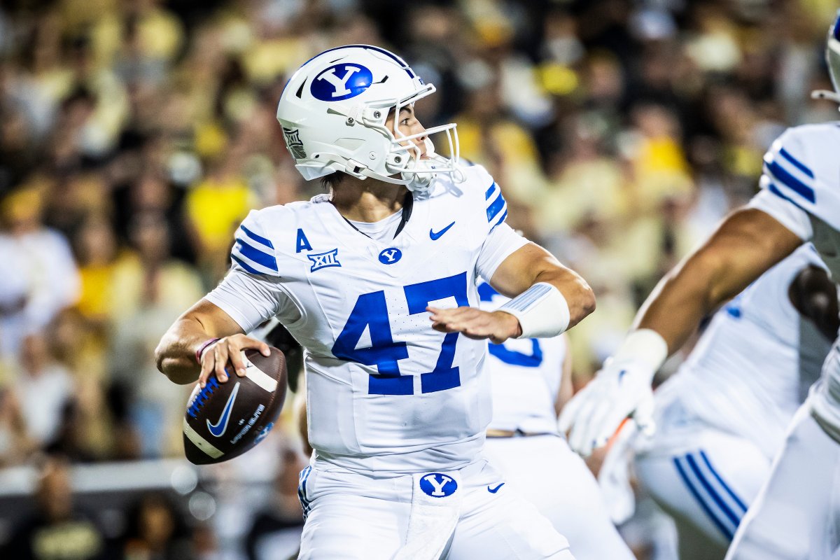 BYU true freshman Bear Bachmeier is currently one of only two FBS QBs with:

6+ passing TDs
0 INTs
67%+ pass completion
150+ pass eff rtg
150+ rushing yards
10+ total TDs (passing+rushing)

He is the only P4 QB with those numbers.
He is the only freshman QB with those numbers.
