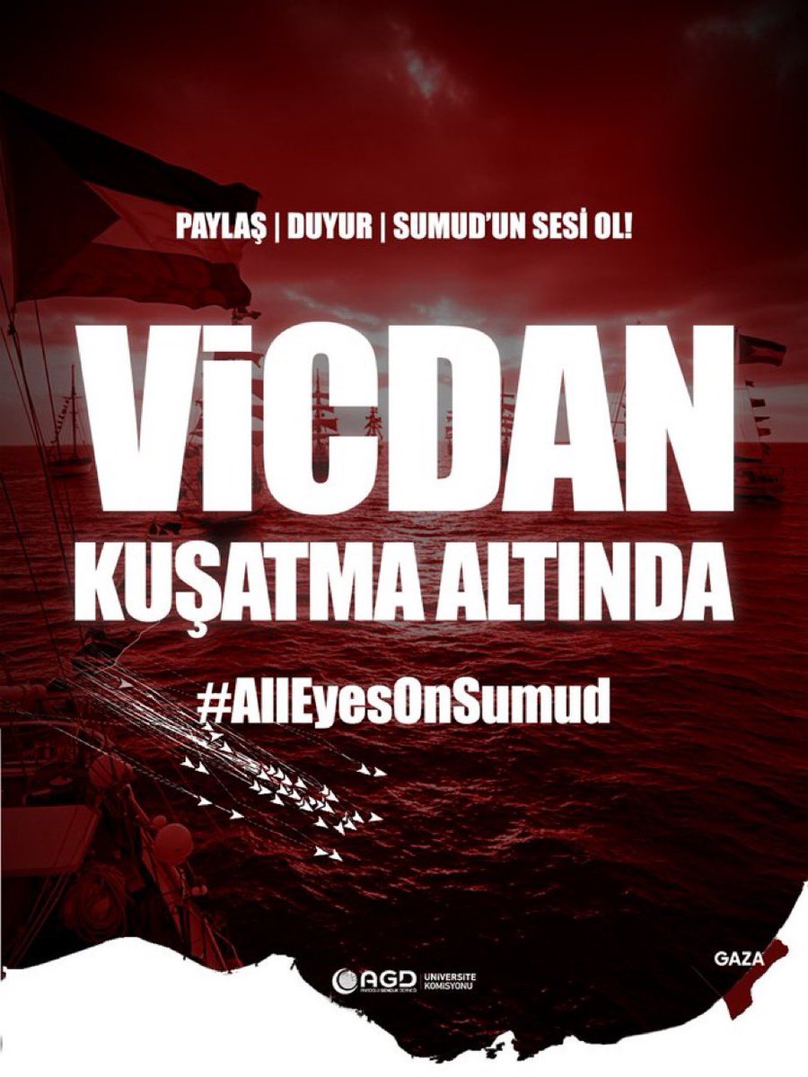 TahaGul_'s tweet photo. An itibariyle Global Sumud Filosu ile olan iletişim bağlantıları işgal güçleri tarafından kopartılmaya çalışılmaktadır. Başta ülkemiz olmak üzere tüm dünya devletlerini ve tüm vicdan sahiplerini bu vicdan hareketinin arkasında durmaya davet ediyoruz!

#AllEyesOnSumud #globalsumud https://t.co/urbaLcNLPq