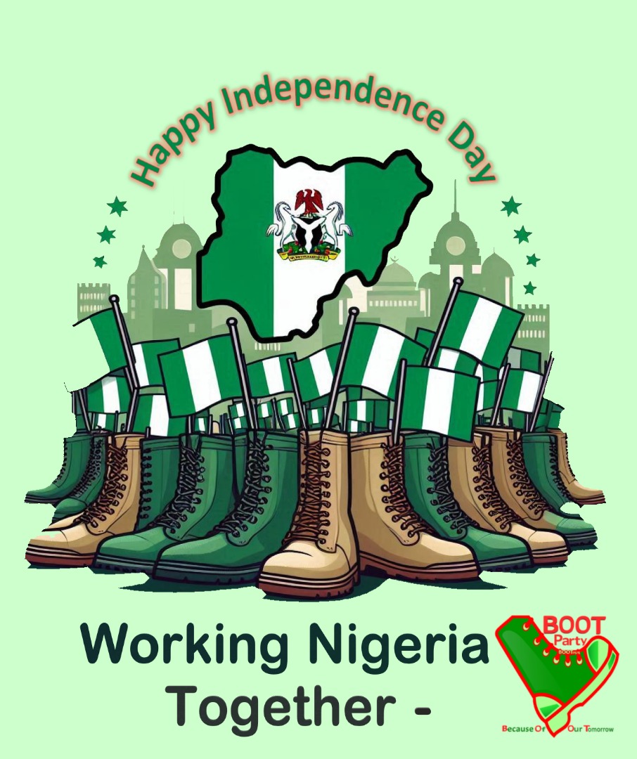TheBOOTParty's tweet photo. Let's Start Working Nigeria Together - 2025 BOOT Party Independence Day Message https://t.co/tDiU0IeQ3n