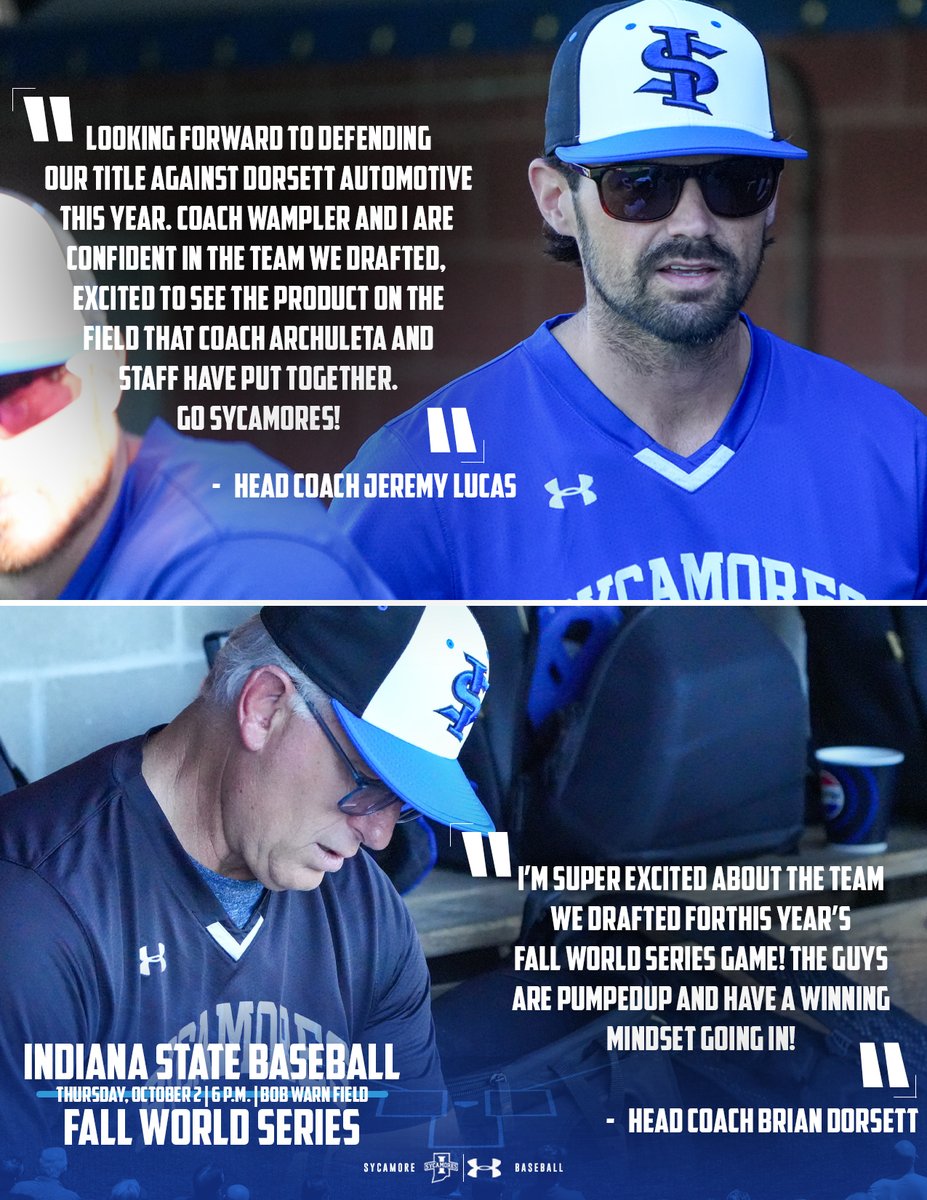 Indiana State Baseball (@indstbaseball) on Twitter photo 24 Hours from first pitch of the Fall World Series.
Hear from our coaches as they look ahead to the Thursday night first pitch at 6 p.m.
#MarchOn 24 Hours from first pitch of the Fall World Series.
Hear from our coaches as they look ahead to the Thursday night first pitch at 6 p.m.
#MarchOn