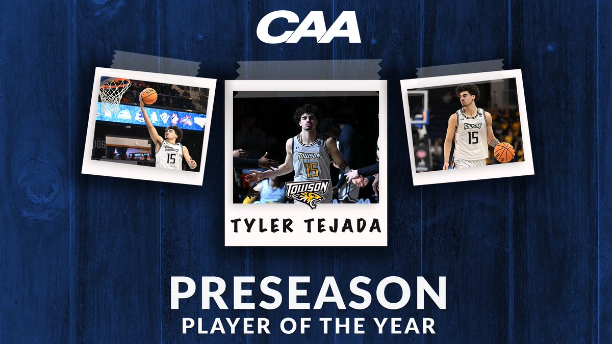 🏀 Reigning CAA Men's Basketball Player of the Year ➡️ Men's #CAAHoops Preseason Player of the Year 

Tyler Tejada returns to <a href="/Towson_MBB/">Towson Men's Basketball</a> for his junior campaign after leading the Tigers with 16.8 points on 43.7 percent shooting

📰 tinyurl.com/3j9jbra8