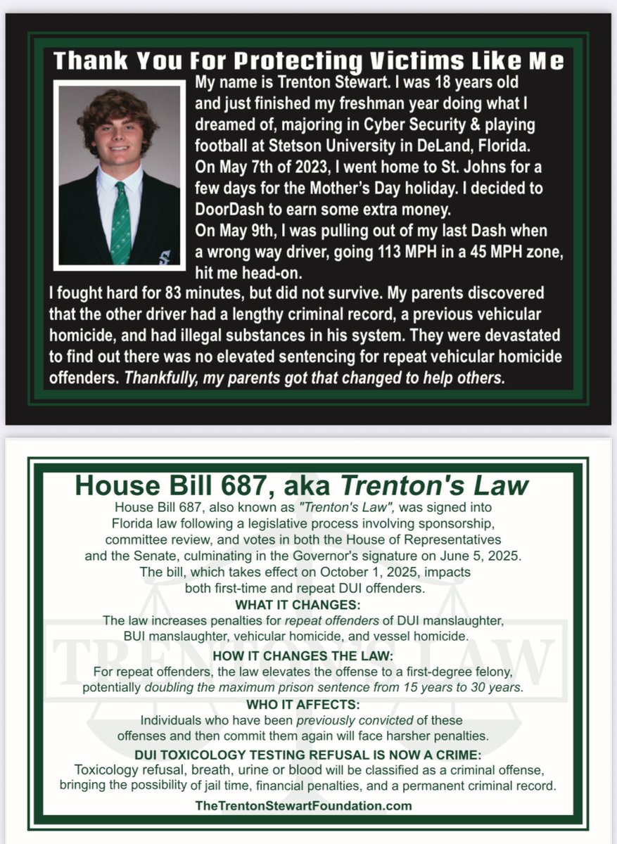 Coach Mike Jasper (@bigshadowmike) on Twitter photo Today is a GREAT day! Trentonโs Law is officially in effect. Trentonโs parents shared his story with me and have been a constant support since my arrival. <a href="/StetsonFootball/">Stetson Football</a> will always work to honor him! Today is a GREAT day! Trentonโs Law is officially in effect. Trentonโs parents shared his story with me and have been a constant support since my arrival. <a href="/StetsonFootball/">Stetson Football</a> will always work to honor him!