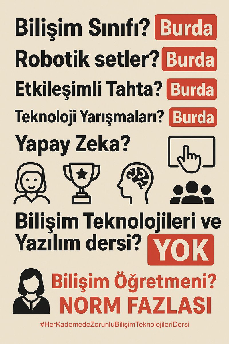 aysenbiricik's tweet photo. Bilişim teknolojileri eğitimi, 21. yüzyılın en önemli yaşam becerisidir. Çocuklarımızı bu beceriden mahrum bırakmayalım.

#HerKademedeZorunluBilişimTeknolojileriDersi @ozgurseremet @tcbestepe https://t.co/OVuQaUwJ0I