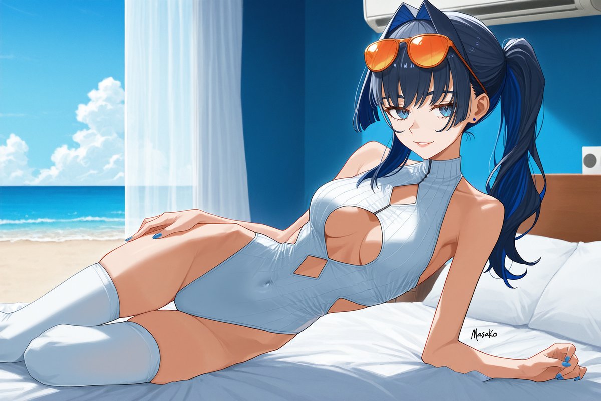 masako_o0's tweet image. How about we chill a little here with the AC on and then hit the beach?

#ourokronii #kronii #kronillust #hololive #ホロライブ #クロニー