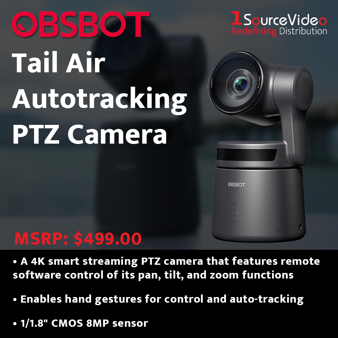 1sourcevideo's tweet image. Meet the @OBSBOT_Official Tail Air – a 4K AI-powered PTZ camera with smart autotracking for pro content without the crew.

#OBSBOT #TailAir #PTZCamera #AutoTracking #LiveStreaming #4KContent