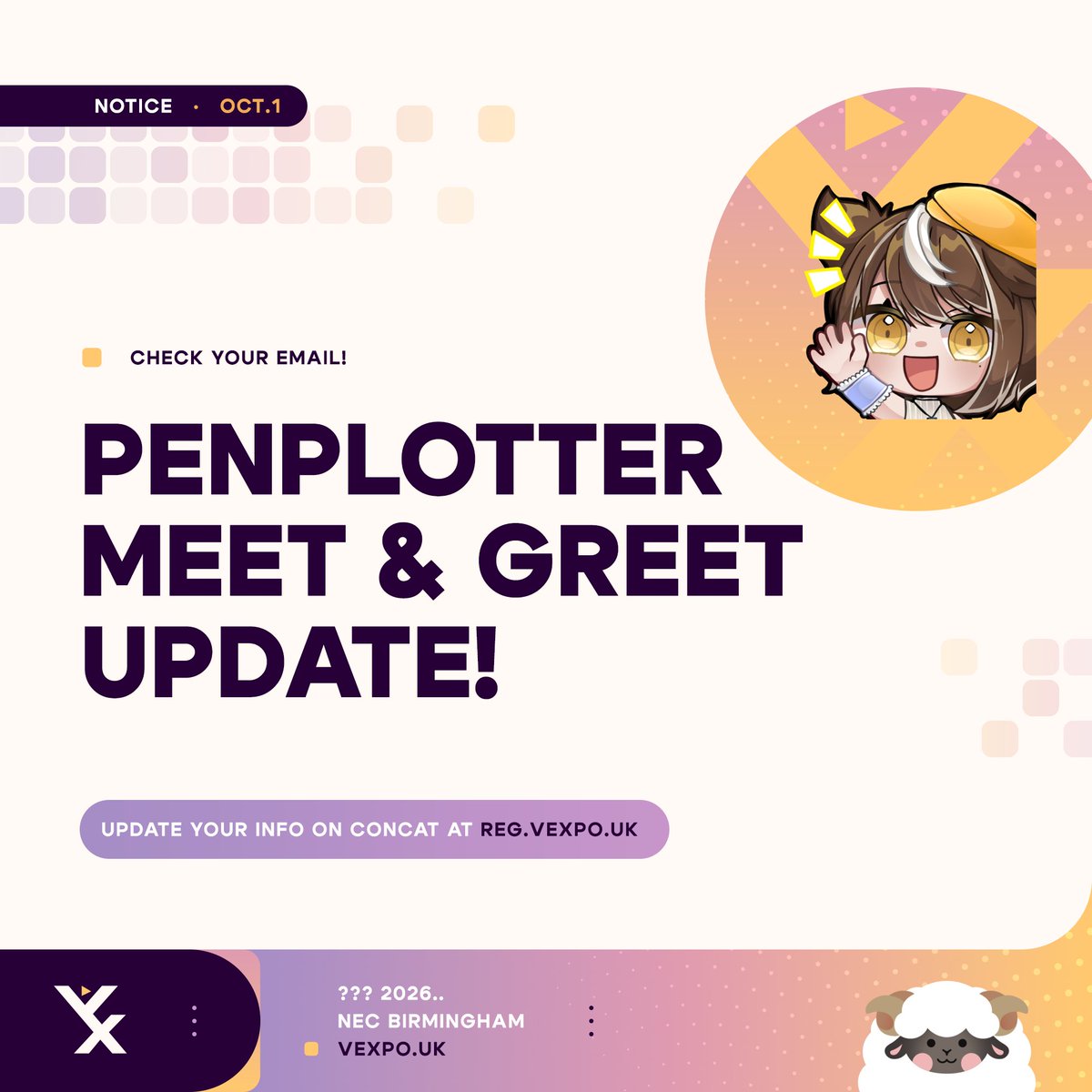 Greetings everyone!

We hope you had a wonderful time at VeXpo this year and have now had some time to recover from all the hype of the weekend. 

For those who attended a penplotter meet and greet but did not receive their cheki: We are pleased to announce that we have now sent