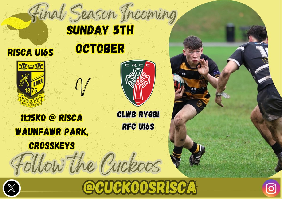 CuckoosRisca's tweet photo. A new fixture for the #youngcuckoos this weekend as we welcome @clwbrygbi to Waunfawr. Looking forward to what will be a cracking battle on the pitch and making new friends off 💪🏉@RiscaRFC @RiscaRFCMandJs https://t.co/90ZKeopMTE