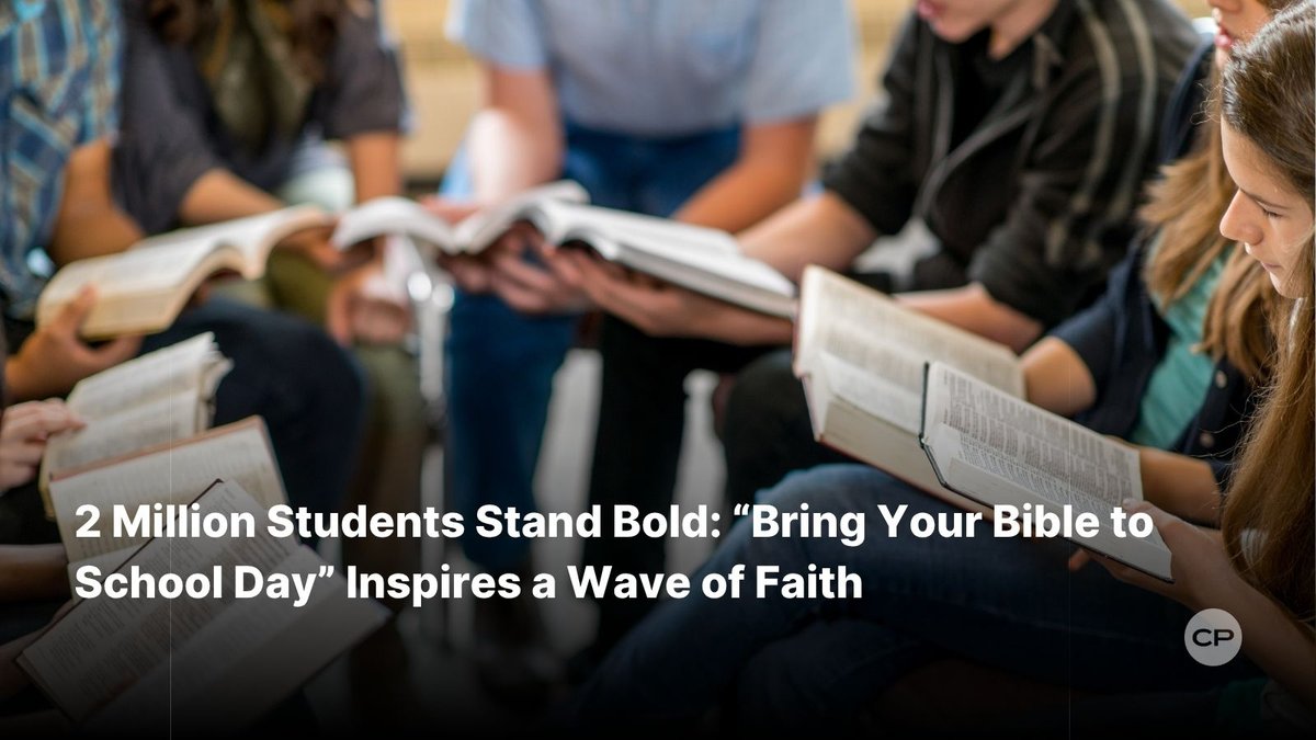 ChristianPost's tweet photo. 2 million students will celebrate “Bring Your Bible to School Day” today—empowering a new generation to live their faith openly and bravely. Are you joining in?  
#BringYourBible #FaithInAction #BibleDay #LiveYourFaith #FaithGeneration
🔗 https://t.co/jdtMbL6AFP https://t.co/a0zO5fG6VM