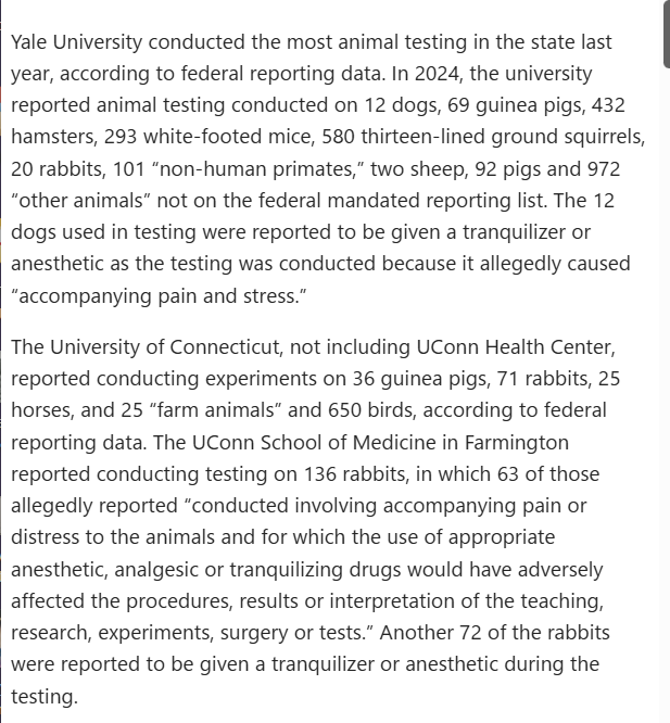 KristiTalmadge's tweet image. Connecticut Dems are mad Secretary Robert F. Kennedy is reducing animal testing.

These are the same people who made it a national crisis that Noem shot a dog.

Yale and Uconn do it a lot.

Yale tested on Dogs but also 101 Primates last year. I did not know that!

#AnimalTesting