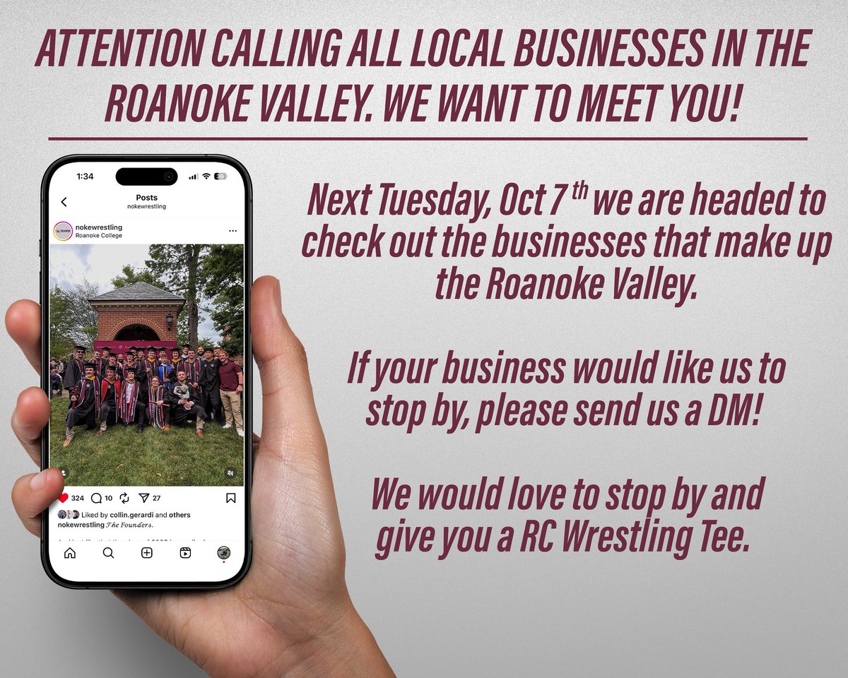 Attention all local businesses! We would love to stop by and say hello! 

Next Tuesday our staff is hitting the streets of the Roanoke Valley visiting some of the great business that make Roanoke/Salem home. Hit us with a DM and let us know if you would like us to stop by!