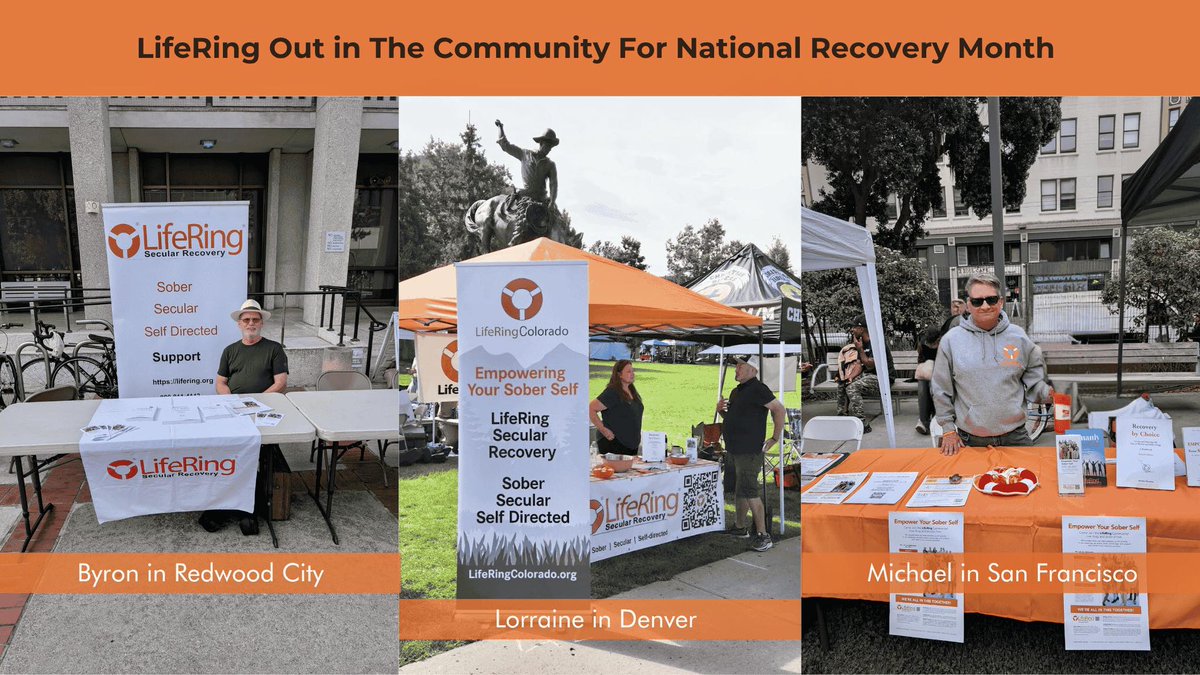 We were out putting LifeRing faces on recovery for National Recovery Month in September! 

bit.ly/4mLCG6q 

#recoverymonth #lifering #secularrecovery #sobriety #recovery #recoverybychoice #secularity #selfdirection  #peersupport #wegotyou #12stepalternative