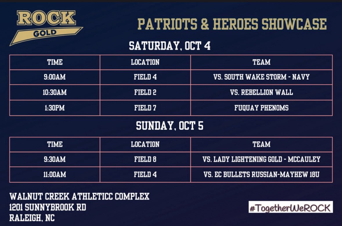 Rock Days got rained out last weekend, but looking forward to being back on the field this weekend! #TogetherWeRock <a href="/DavidAllen_80/">David Allen</a> <a href="/mary_sobataka/">Mary Sobataka</a> <a href="/BrunoGodwin6/">Bruno Godwin</a> <a href="/rockgoldnc/">Rock Gold NC Godwin</a>  <a href="/ROCKGOLDVA/">ROCK GOLD VA ORG</a>