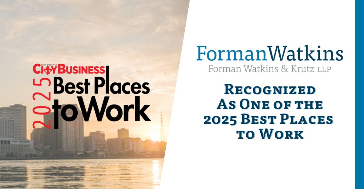 FormanWatkins is proud to be included once again on New Orleans CityBusiness’ Best Places to Work list for 2025. We are dedicated to maintaining and strengthening a culture that reflects community, collaboration, and excellence.

Read more: formanwatkins.com/blog/formanwat…