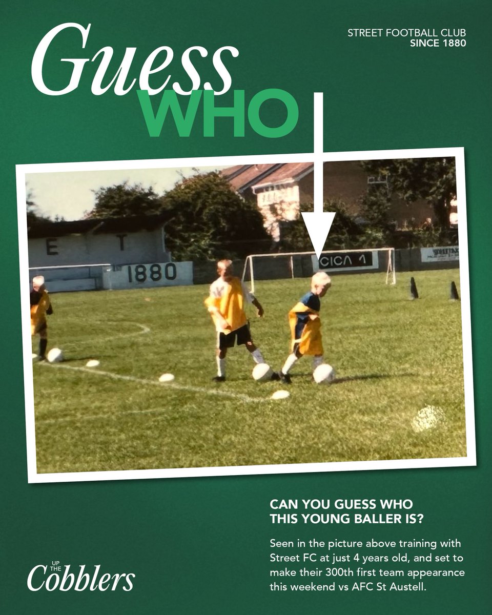 This Saturday we welcome AFC St Austell to the Tannery! 

But we have another special occasion to celebrate. Can you guess which player is in the photo?

Up the Cobblers 💚🤍