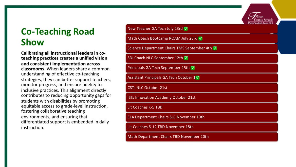 🎯Improving outcomes for exceptional Ss is our passion! Thank you for level of engagement and scholarship on the <a href="/FultonCoSchools/">FultonCountySchools</a> <a href="/FCS_SEC/">FCS SEC</a> #CoTeachingRoadshow CSTs it’s Go🚀Time! <a href="/KimberlyJenks/">Kimberly  Jenks</a> <a href="/govan_dr/">Dr. Stephanie Govan</a>