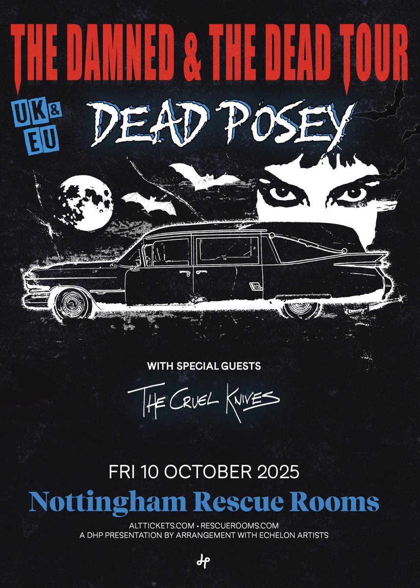 Nottingham! Just over a week until the tour launches at <a href="/rescuerooms/">Rescue Rooms</a>. Grab your tickets &amp; let’s set the tone for the whole run ⚡️

#thecruelknives #deadposey #nottingham #rescuerooms #rock