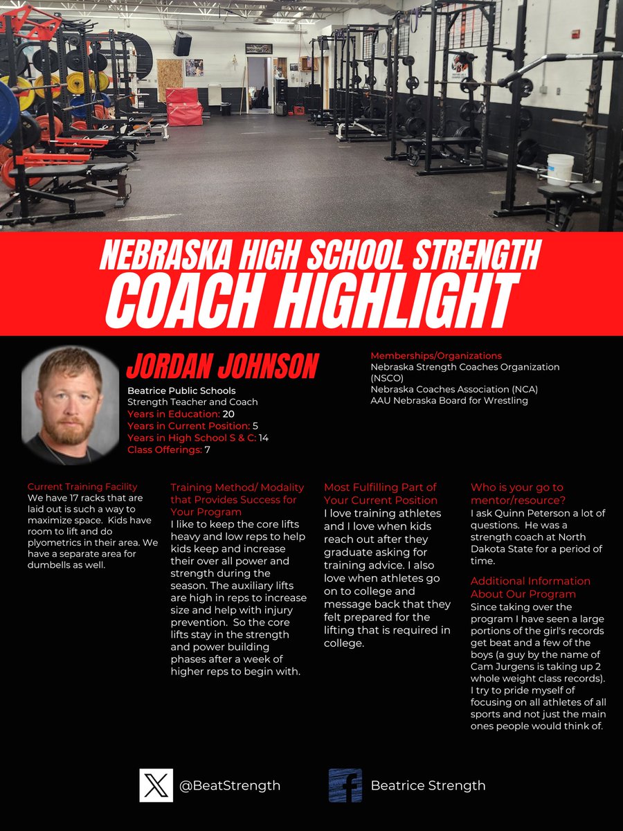 Nebraska Strength Coaches Organization (@nebstrength) on Twitter photo 👻🎃OCTOBER 2025🎃👻
Happy Squatober to all of our Strength Coaches of Nebraska! Here is your October newsletter highlighting some PD opportunities along with our strength coach highlights for the month 👉🏼 check out these programs as they are doing some amazing things! 💪🏼 👻🎃OCTOBER 2025🎃👻
Happy Squatober to all of our Strength Coaches of Nebraska! Here is your October newsletter highlighting some PD opportunities along with our strength coach highlights for the month 👉🏼 check out these programs as they are doing some amazing things! 💪🏼