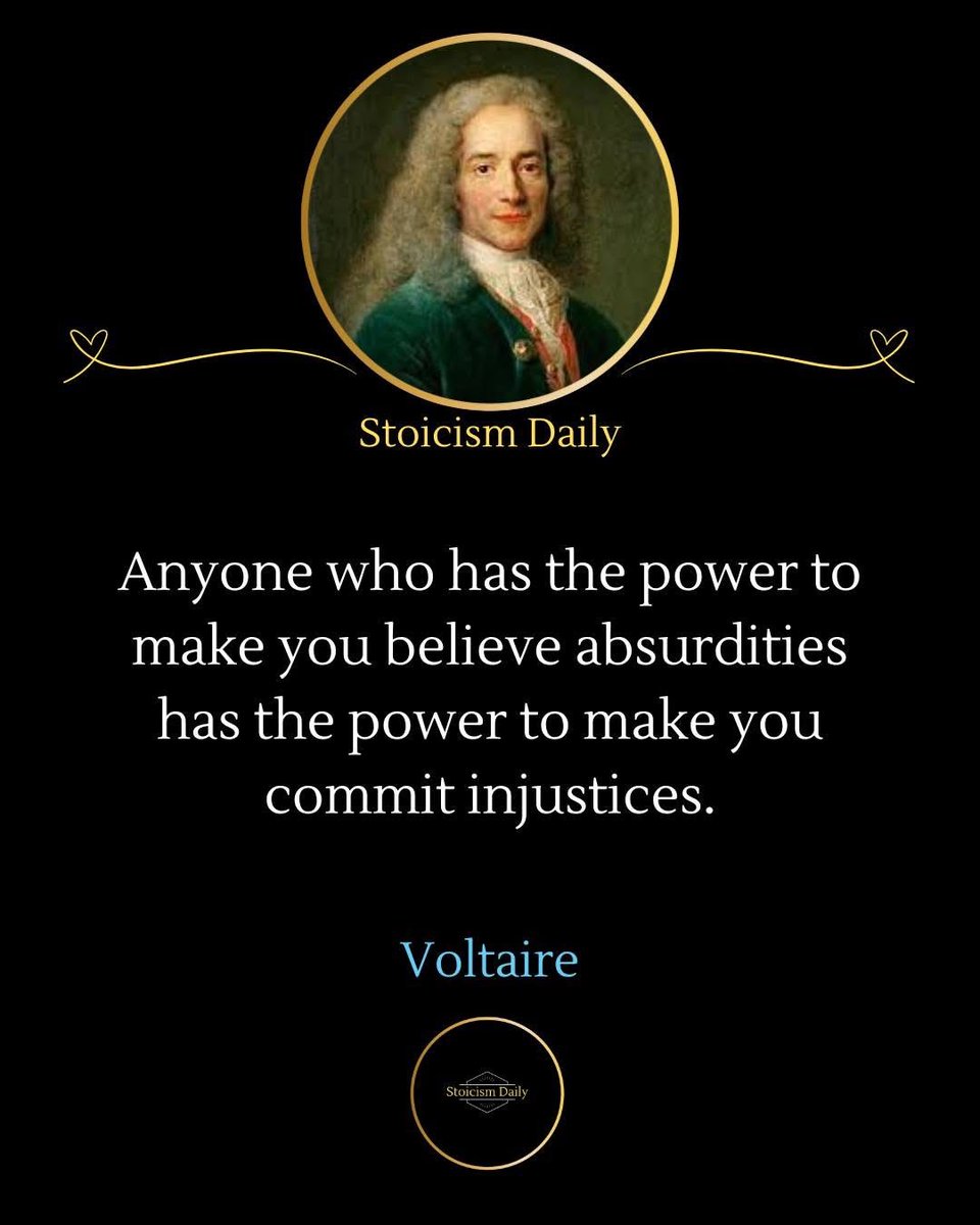 Voltaire warns against blind faith in absurd ideas. When reason is abandoned, manipulation leads to harm. His words expose the link between false belief and injustice. Critical thinking becomes the shield against tyranny.