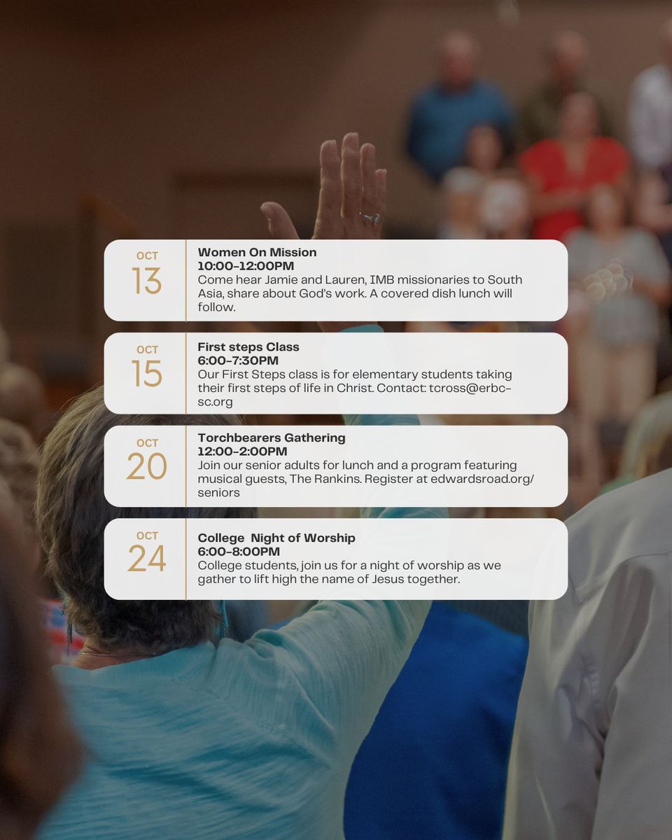 edwardsroadbc's tweet photo. October is full of opportunities to connect, serve, and worship at Edwards Road. https://t.co/8UksKU6oxb