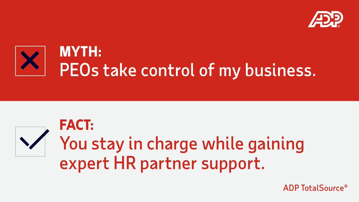 KevNeale523's tweet photo. Separate fact from fiction and see how a professional employer organization (PEO) can be the full-service HR solution you need. Learn more:
https://t.co/xVCPikdWBu
#PEOs #ProfessionalEmployerOrganization https://t.co/pYP2t33svM