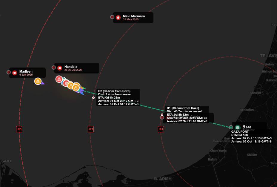Seguim de ben a prop i amb indignació la intercepció il·legal a la <a href="/gbsumudflotilla/">Global Sumud Flotilla</a> que l’Estat sionista d’Israel perpetra ara mateix. En un dels vaixells hi viatgen <a href="/PlrCastillejo/">Pilar Castillejo</a>, presidenta del Grup Parlamentari de la <a href="/cupnacional/">CUP Països Catalans</a> i el membre de la direcció <a href="/adria_plazas/">Adrià Plazas</a>.