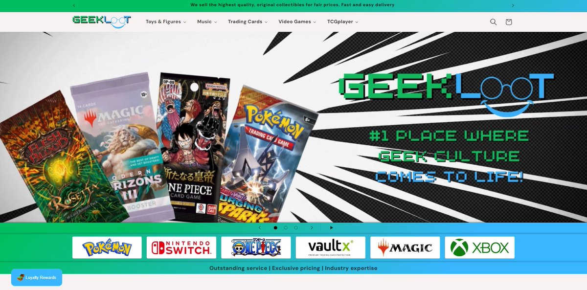 Our UI has been updated and new Pokémon products have been added!!

Check it out: geekloot.net