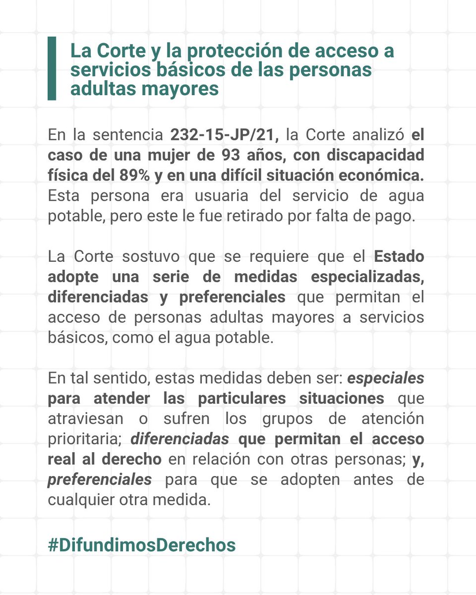 CedecEcuador's tweet photo. Hoy, en el #DíaInternacionalDeLasPersonasDeEdad compartimos la jurisprudencia constitucional, a través de la cual la Corte Constitucional ha reafirmado  su compromiso en la protección de los derechos de las y los adultos mayores, como grupo de atención prioritaria.

#DifundimosDerechos