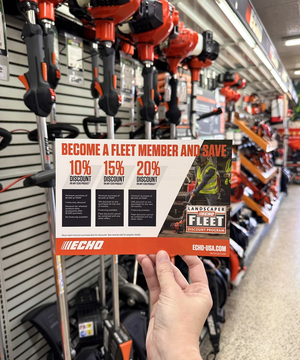 Don’t forget to ask us about our Fleet Echo Equipment Discounts! ⭐️