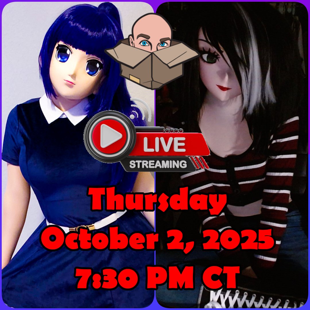🔔 Stream Announcement 🔔 
Our next stream is TOMORROW, Thursday, October 2 at 7:30 PM CT (8:30 PM ET / 12:30 AM GMT)!
We will be playing Jackbox Party Games with our wonderful guest <a href="/aba_baba_gar/">Sister Abigail 💜</a> ! Hope to see you all there for some chaotic wild fun!