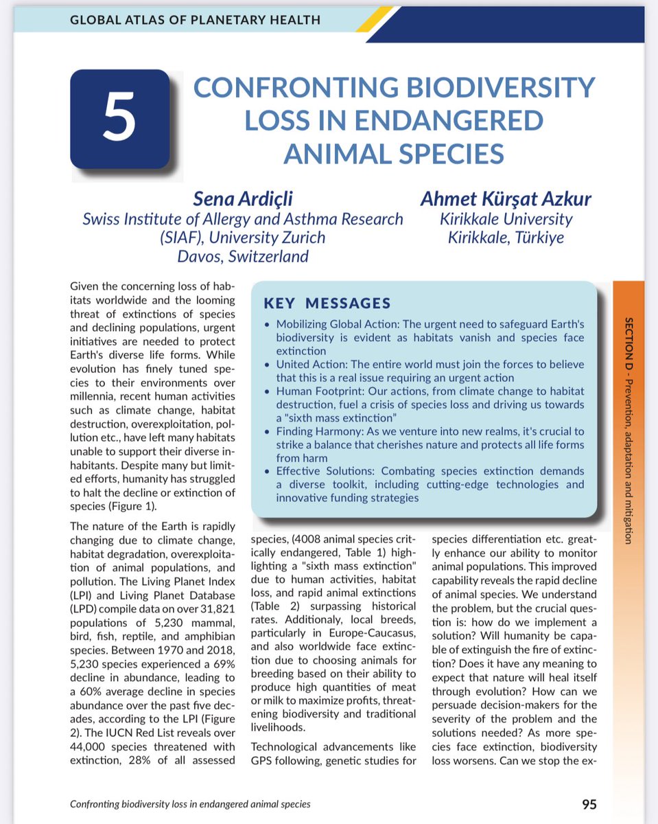 Global Atlas of Planetary Health yayımlandı!
Çevre–iklim–sağlık kesişiminde öncü bir kaynak.

📖 Nesli tehlikedeki türlerde biyoçeşitlilik kaybı bölümüne katkı sunduk.
Prof. Dr. Cezmi Akdiş ve tüm yazarlara minnetle.

👉 Atlası incele

#PlanetaryHealth #Biodiversity