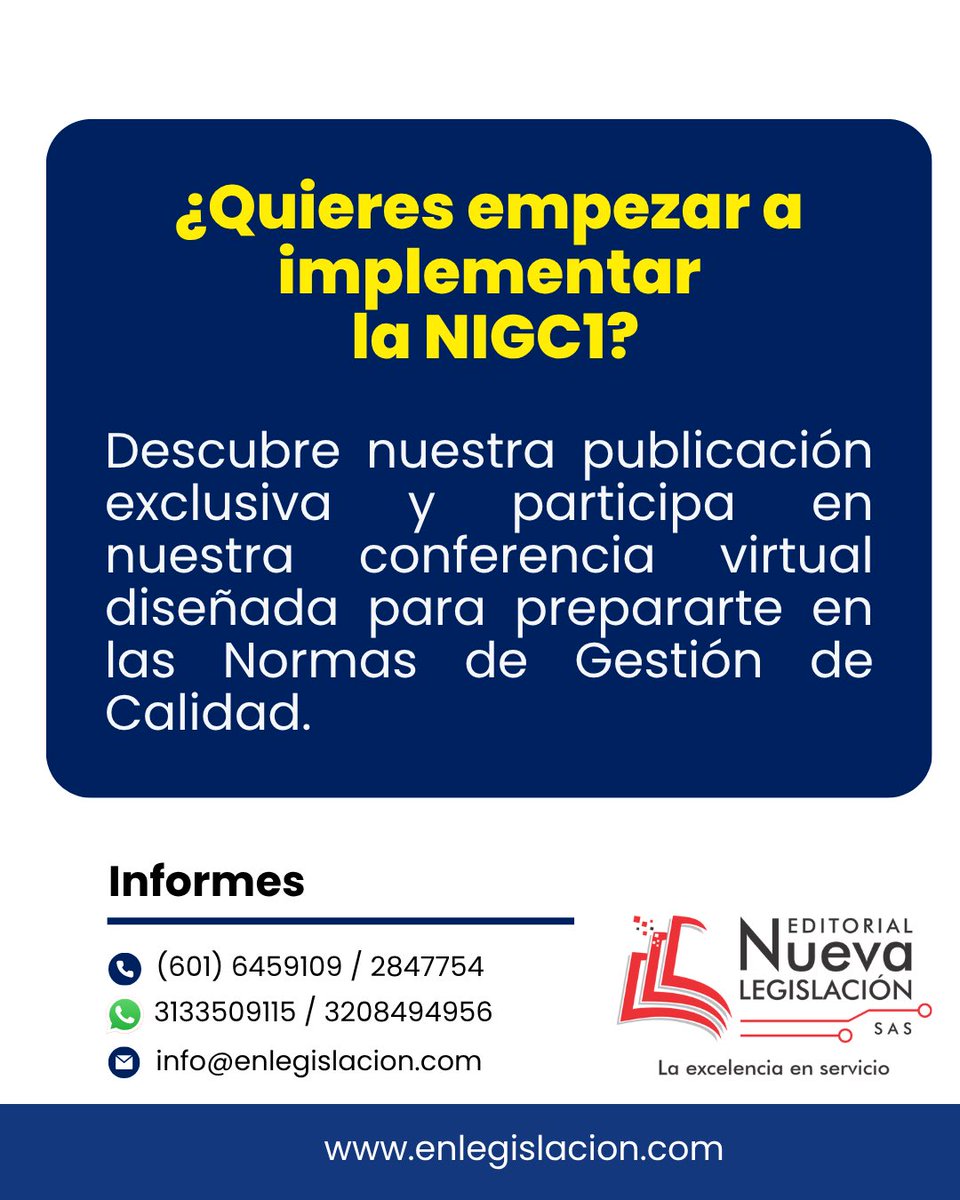 📘 Te presentamos nuestra Guía práctica de Gestión de la Calidad #NIGC1
Especialmente diseñada para #Contadores ejercientes individuales sin personal de apoyo.

🗂️ Incluye:
✅ 4️⃣3️⃣ Anexos y Formatos prácticos
✅ Paso a paso para tus funciones y… enlegislacion.com