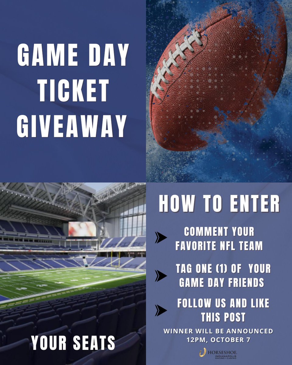 🏈 Win 2 tickets to Colts vs. Cardinals – Oct 12 @ Lucas Oil! 

How to enter:
1️⃣ Comment your fav NFL team
2️⃣ Tag a game day buddy
3️⃣ Follow + Like

Winner announced Oct 7 @ 12pm 🎉