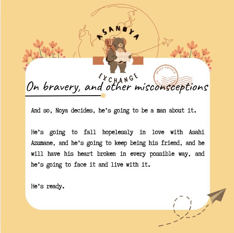 🧸 On bravery, and other misconceptions 
⚡️ for @/thursday-26 on Tumblr
🧸 Rated T
⚡️3.4k | Awkward Dates, Pining, Denial of Feelings

archiveofourown.org/works/70935376