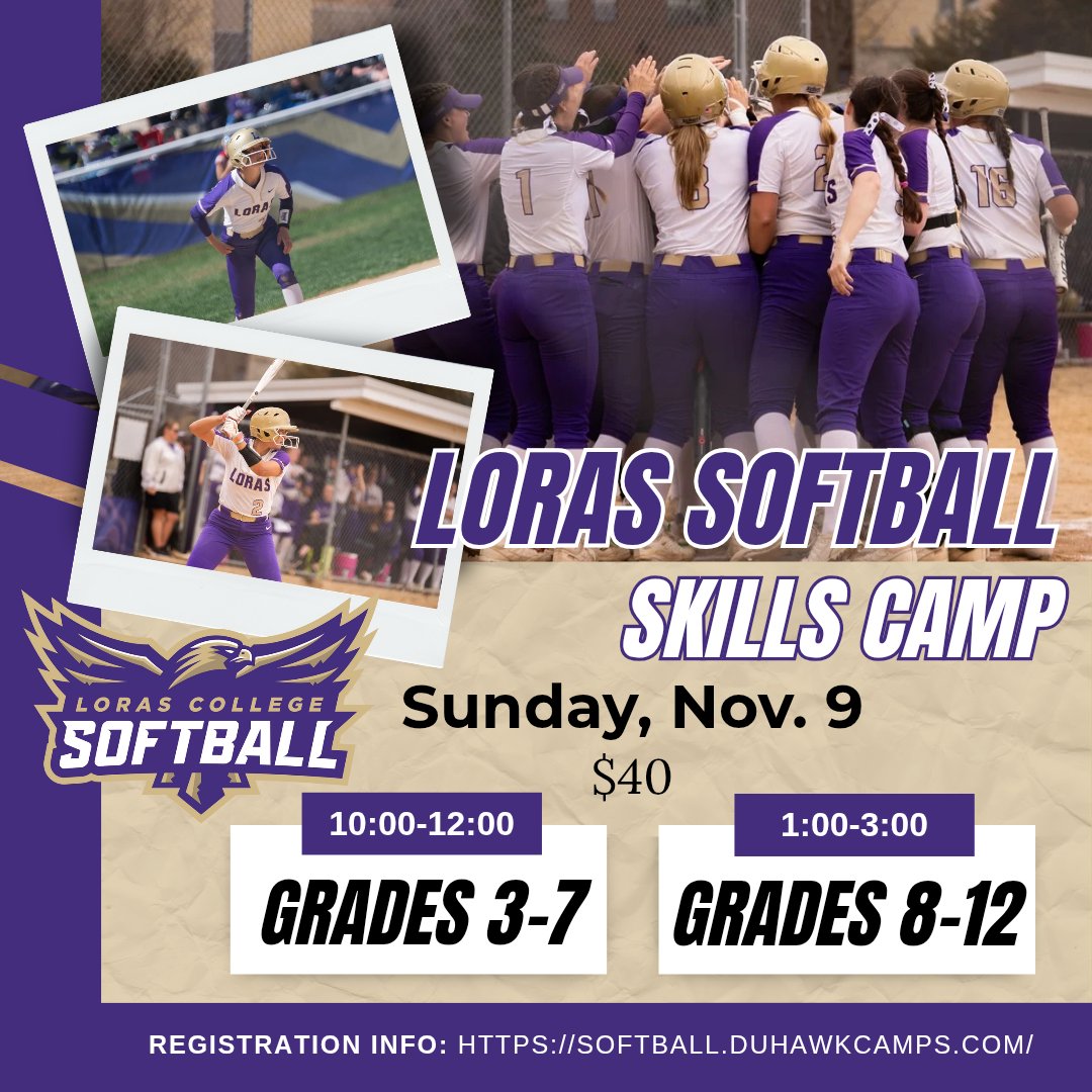 Join us for our Skill Camp Nov. 9th!  

Details &amp; Registration: softball.duhawkcamps.com/skills-camp.cfm