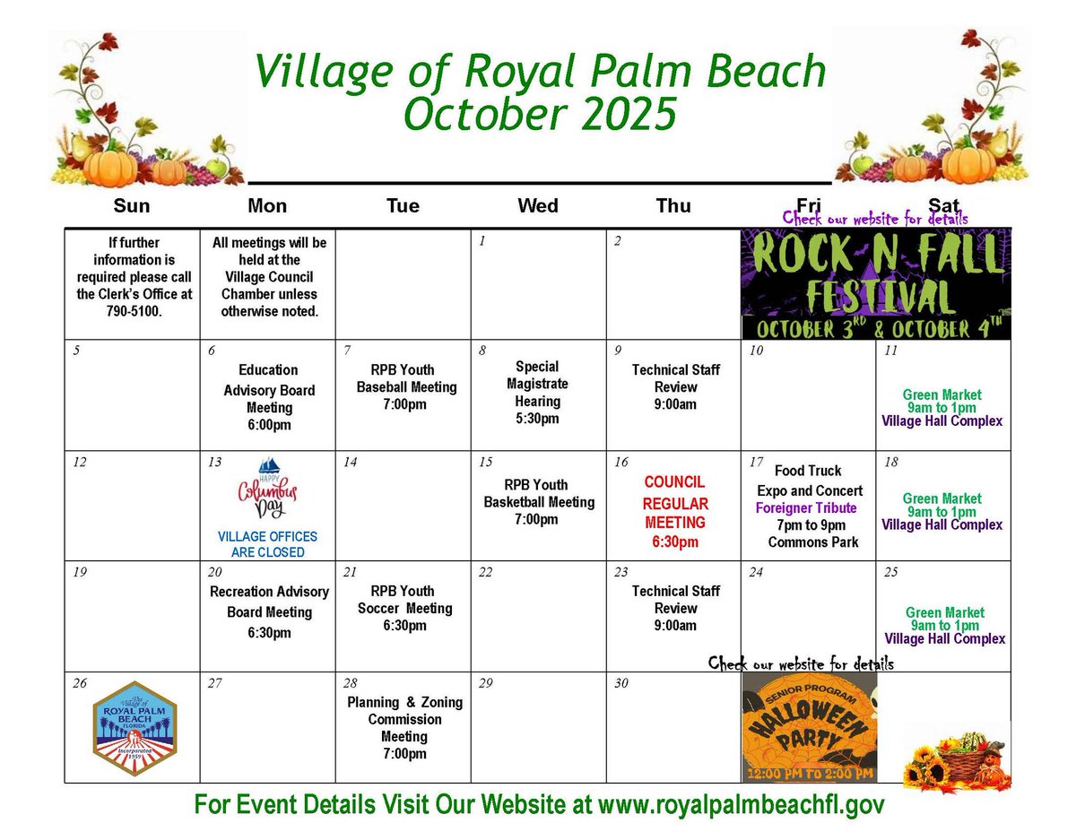 🎃👻 October is here &amp; spooky season is in full swing! 🍂✨
Enjoy family-friendly fun, festive fall activities &amp; Halloween thrills all month long. 🧡🕸️
📅 See the full lineup: royalpalmbeachfl.gov/calendar/month…