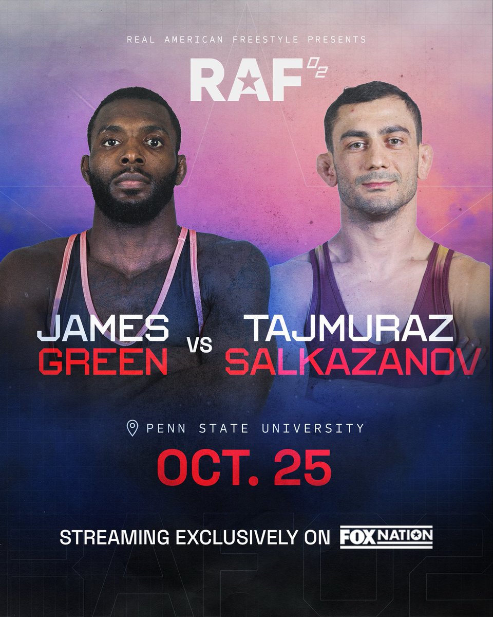 World medals. European titles. Team USA legacy. James Green faces Tajmuraz Salkazanov head-to-head October 25 at RAF02.

Don’t miss the action streaming exclusively on @FoxNation.

🎟️ Get your seats now: ticketmaster.com/real-american-…