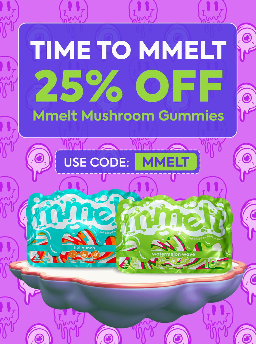 RealMushroomFX's tweet photo. Fruity. Floaty. Freaky good.

Get 25% off Mmelt Mushroom Gummies, Tiki Punch and Watermelon Wave with the discount code "MMELT". Hurry, sale ends on 10/15/25.
Tap in, trip out → https://t.co/cZkuDgQHCs https://t.co/hYdsU8RllO