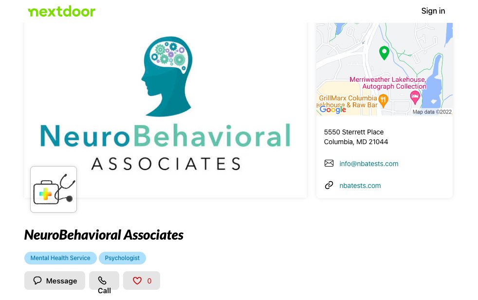 NeuroBehavioral Associates is now on Nextdoor! 

Check us out here: monkeylink.co/8a5cd1