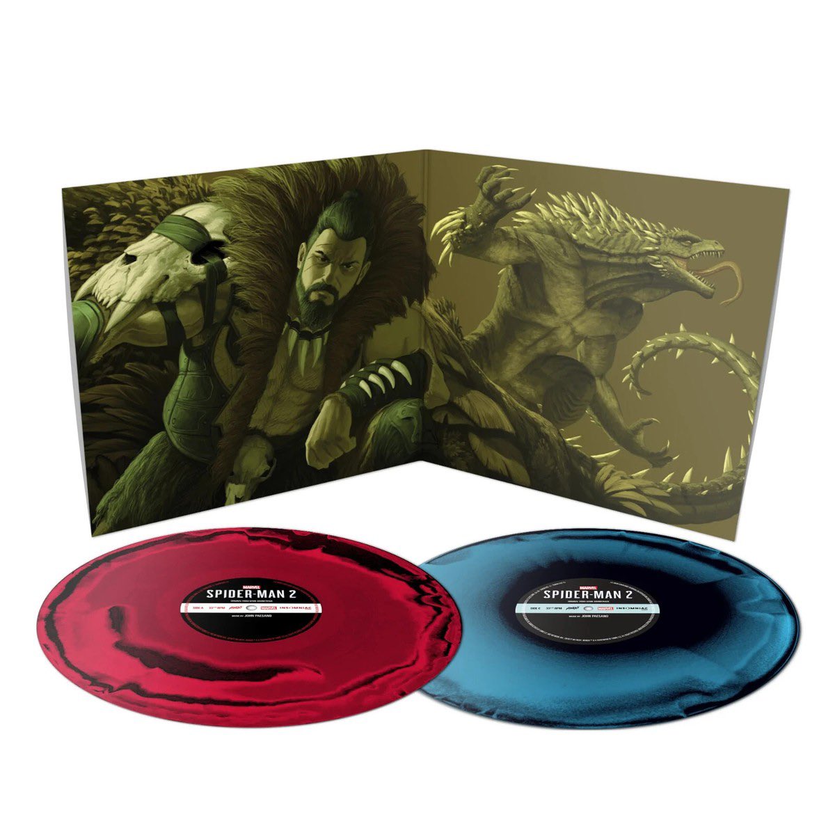 JohnPaesano's tweet photo. A closer look at the vinyl releases for the Spider-Man game soundtracks — Spider-Man 2 (2023), Miles Morales (2020), and the original 2018 Spider-Man — all scored by John Paesano. https://t.co/sMLQrNrtTs