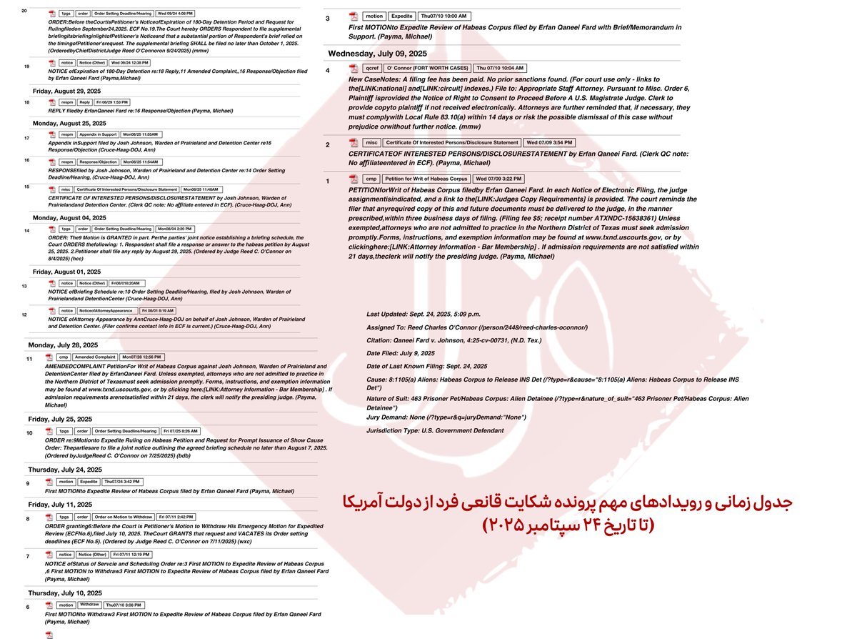 Gmod_irian's tweet image. 🔴 دادخواست لغو بازداشت عرفان قانعی فرد
اخیرا مطالبی همراه با اسکرین‌شات‌های پرونده فدرال آمریکا، با نام عرفان قانعی‌فرد پخش می‌شود.
  برای مقابله با دروغ‌پراکنیِ فرصت طلبان لازم دیدم موارد زیر را روشن کنم.

⚠️نکته مهم:  تا تاریخ انتشار این پست، پرونده همچنان در جریان است و…