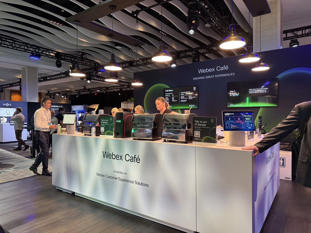 Powered by AI (and caffeine).

@StephLBeckett just used <a href="/Cisco/">Cisco</a>’s <a href="/Webex/">Webex</a> AI Agent to order a coffee at #WebexOne. And yes, it works!

Webex Café setup on site = one of the coolest event activations we’ve seen today!