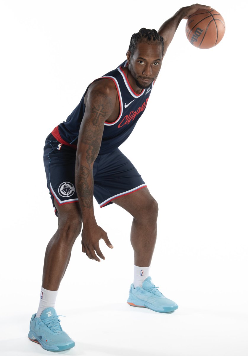 Kawhi Leonard in the New Balance Kawhi 4 “Wave” for <a href="/LAClippers/">LA Clippers</a> media day! #NBAKicks