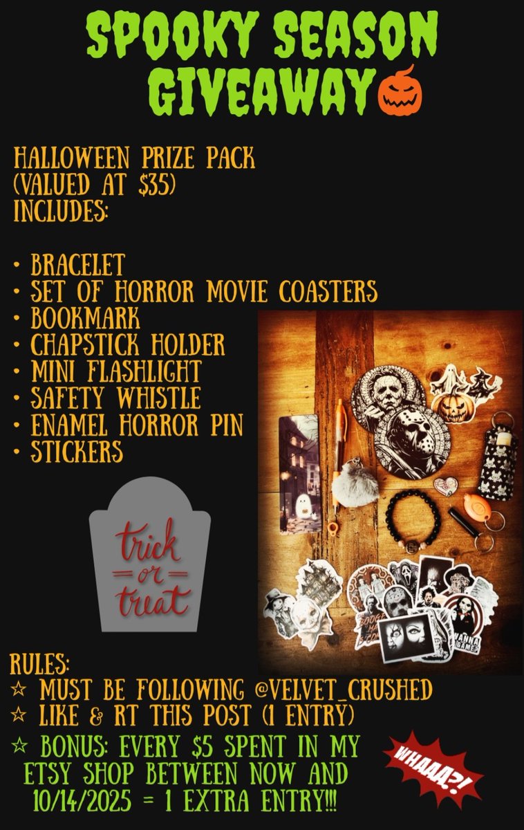 Velvet Heaven (@velvet_crushed) on Twitter photo 👻🎃Giveaway time🎃👻 
Winner will be announced October 15th!
To enter:
• MBF
• Like & RT this post
• BONUS entries: Every $5 spent in my Etsy Shop earns you an extra entry. (e.g. spend $25, you get 5 extra entries😱)
velvetmidnightshop.etsy.com 👻🎃Giveaway time🎃👻 
Winner will be announced October 15th!
To enter:
• MBF
• Like & RT this post
• BONUS entries: Every $5 spent in my Etsy Shop earns you an extra entry. (e.g. spend $25, you get 5 extra entries😱)
velvetmidnightshop.etsy.com