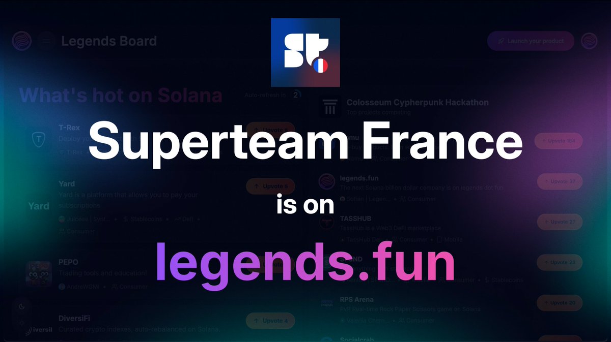 legendsdotfun's tweet image. Welcoming @SuperteamFRANCE to legends.fun!

Are you part of Superteam France?

Connect with us or Superteam 🇫🇷 to claim your private invite code and showcase your product on the leaderboard.

Get upvotes, climb the leaderboard to boost your visibility and traction!…