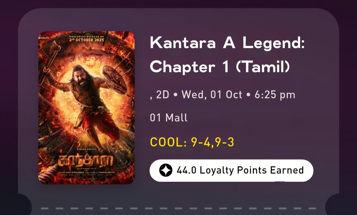 #KantaraChapter1 – Spectacular! From making to the storytelling to the performances, top-notch!

Loved this more than the previous one!

Kudos to the Art &amp; VFX team! 🔥

#RishabShetty - legend! His soul is there in each frame. #RukminiVasanth was lovely ❤️

Must theatrical watch!