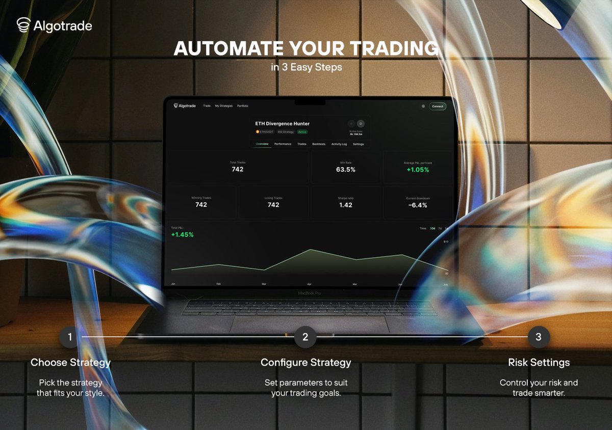 Trading made simple with AlgoTrade:

 1️⃣Choose Strategy
 2⃣ Configure Strategy
 3⃣ Set Risk Controls

Smarter moves. Less stress. That’s AlgoTrade.